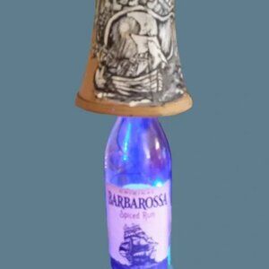 Handmade Upcycled LED Accent Bottle Lamp- Pirate Ship Shade Man-cave Decor